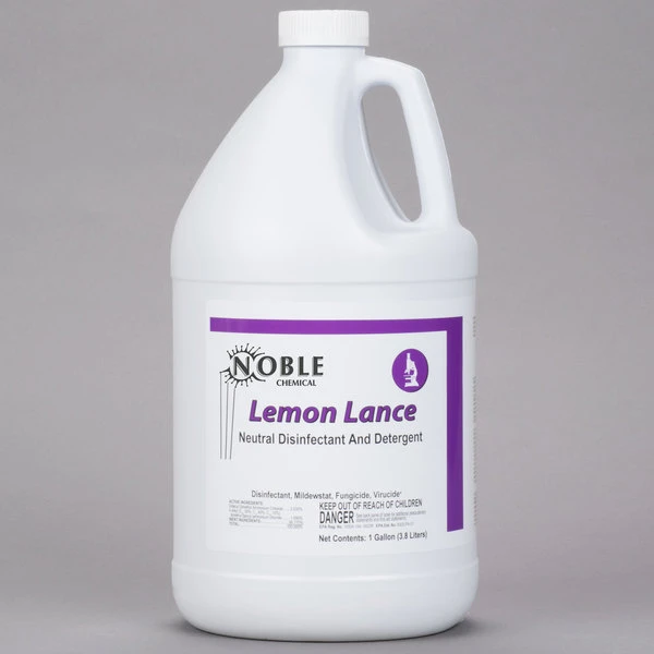 Noble Chemical Lemon Lance 1 Gallon / 128 Oz. Disinfectant & Detergent Cleaner 4 Noble Chemical Lemon Lance 1 Gallon / 128 Oz. Disinfectant & Detergent Cleaner - Image 2