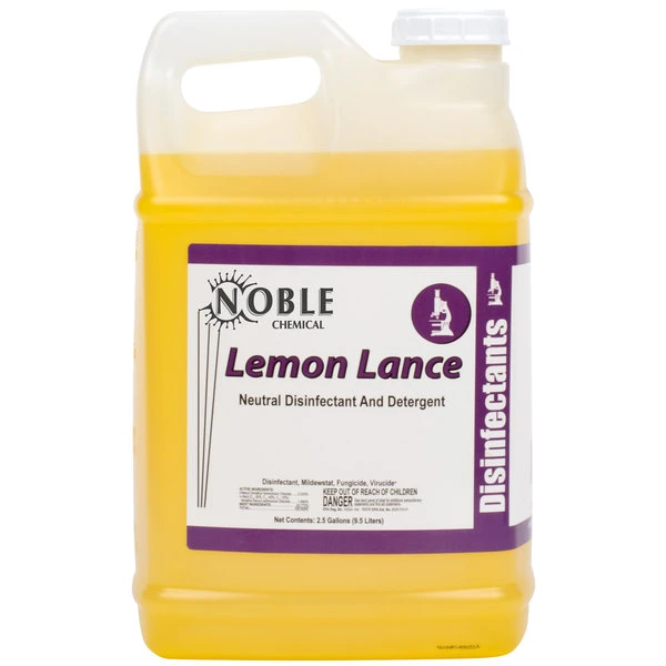 Noble Chemical 2.5 Gallon / 320 Oz. Lemon Lance Lemon Disinfectant & Detergent Cleaner - 2/Case 4 Noble Chemical 2.5 Gallon / 320 Oz. Lemon Lance Lemon Disinfectant & Detergent Cleaner - 2/Case - Image 2