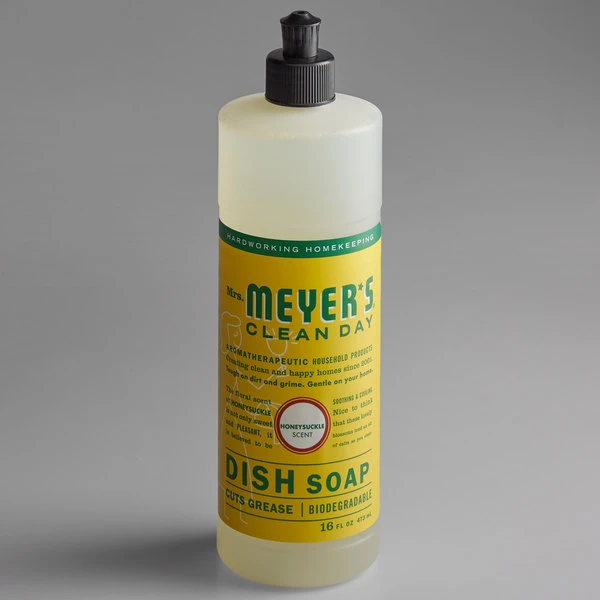 Mrs. Meyer's® Mrs. Meyer's Clean Day 353150 16 Oz. Honeysuckle Scented Dish Soap - 6/Case 4 Mrs. Meyer's® Mrs. Meyer's Clean Day 353150 16 Oz. Honeysuckle Scented Dish Soap - 6/Case - Image 2