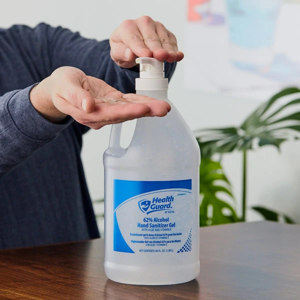 Kutol 5679 Health Guard 64 Oz. / 1.89 Liter / 1/2 Gallon Dye And Fragrance Free 62% Alcohol Instant Hand Sanitizer Gel With Pump - 4/Case 3 Kutol 5679 Health Guard 64 Oz. / 1.89 Liter / 1/2 Gallon Dye And Fragrance Free 62% Alcohol Instant Hand Sanitizer Gel With Pump - 4/Case