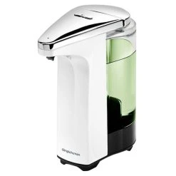 Simplehuman ST1018 8 Oz. White Plastic Soap / Sanitizer Dispenser With Touchless Sensor Pump