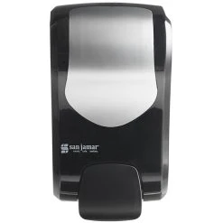 San Jamar S970BKSS Summit Rely Black Manual Hand Soap, Sanitizer, And Lotion Dispenser - 5 3/16" X 4" X 8 7/8" -Rubbermaid shop 2124484