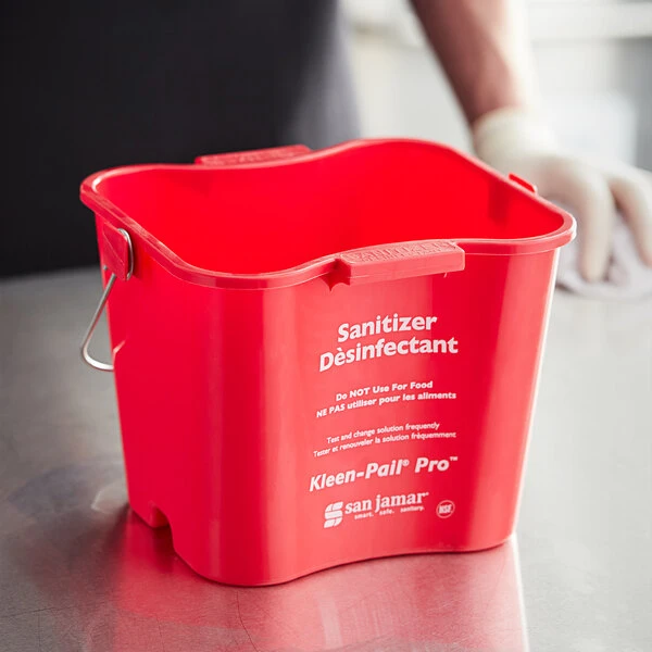 San Jamar KPP196RD 6 Qt. Red Sanitizing Kleen-Pail Pro Bucket 3 San Jamar KPP196RD 6 Qt. Red Sanitizing Kleen-Pail Pro Bucket