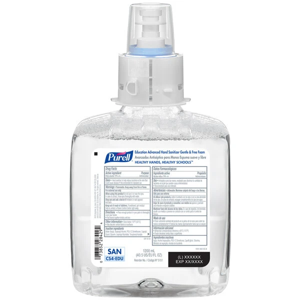 Purell® 5151-04 Education Advanced CS4 1200 ML Gentle & Free Foam Hand Sanitizer - 4/Case 3 Purell® 5151-04 Education Advanced CS4 1200 ML Gentle & Free Foam Hand Sanitizer - 4/Case