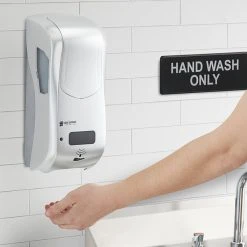 San Jamar SHF970SS Summit Rely Silver Hybrid Automatic Foam Hand Soap And Sanitizer Dispenser - 5 1/2" X 4" X 12"