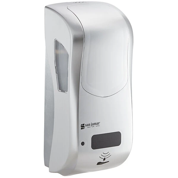 San Jamar SHF970SS Summit Rely Silver Hybrid Automatic Foam Hand Soap And Sanitizer Dispenser - 5 1/2" X 4" X 12" 4 San Jamar SHF970SS Summit Rely Silver Hybrid Automatic Foam Hand Soap And Sanitizer Dispenser - 5 1/2" X 4" X 12" - Image 2