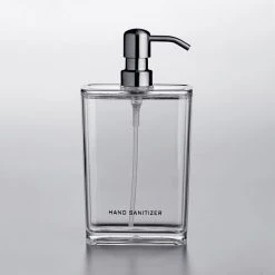 American Metalcraft DPRC17 17 Oz. Clear Plastic Rectangular Refillable Hand Sanitizer Dispenser With Silkscreen And Stainless Steel Pump -Rubbermaid shop 2160654