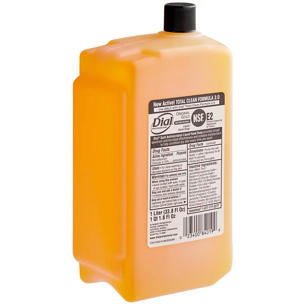 Dial® Dial DIA84019 Professional 1 Liter / 1000 ML Original Gold Antimicrobial Liquid Hand Soap Refill 4 Dial® Dial DIA84019 Professional 1 Liter / 1000 ML Original Gold Antimicrobial Liquid Hand Soap Refill - Image 2