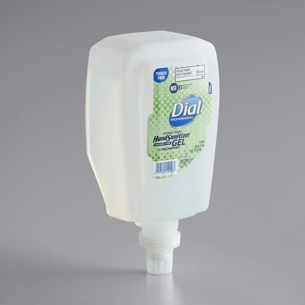 Dial® Dial DIA19029 FIT Universal Touch-Free Antibacterial 1 Liter Gel Hand Sanitizer Refill - 3/Case 4 Dial® Dial DIA19029 FIT Universal Touch-Free Antibacterial 1 Liter Gel Hand Sanitizer Refill - 3/Case - Image 2