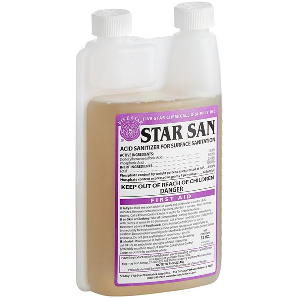 Five Star Chemicals 26-STS-FS32-10 Star San High-Foaming Brewery Sanitizer 32 Oz. - 10/Case 3 Five Star Chemicals 26-STS-FS32-10 Star San High-Foaming Brewery Sanitizer 32 Oz. - 10/Case