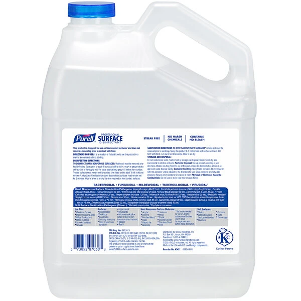 PURELL® Purell 4342-04 1 Gallon / 128 Oz. Fresh Citrus Professional Surface Disinfectant - 4/Case 4 PURELL® Purell 4342-04 1 Gallon / 128 Oz. Fresh Citrus Professional Surface Disinfectant - 4/Case - Image 2